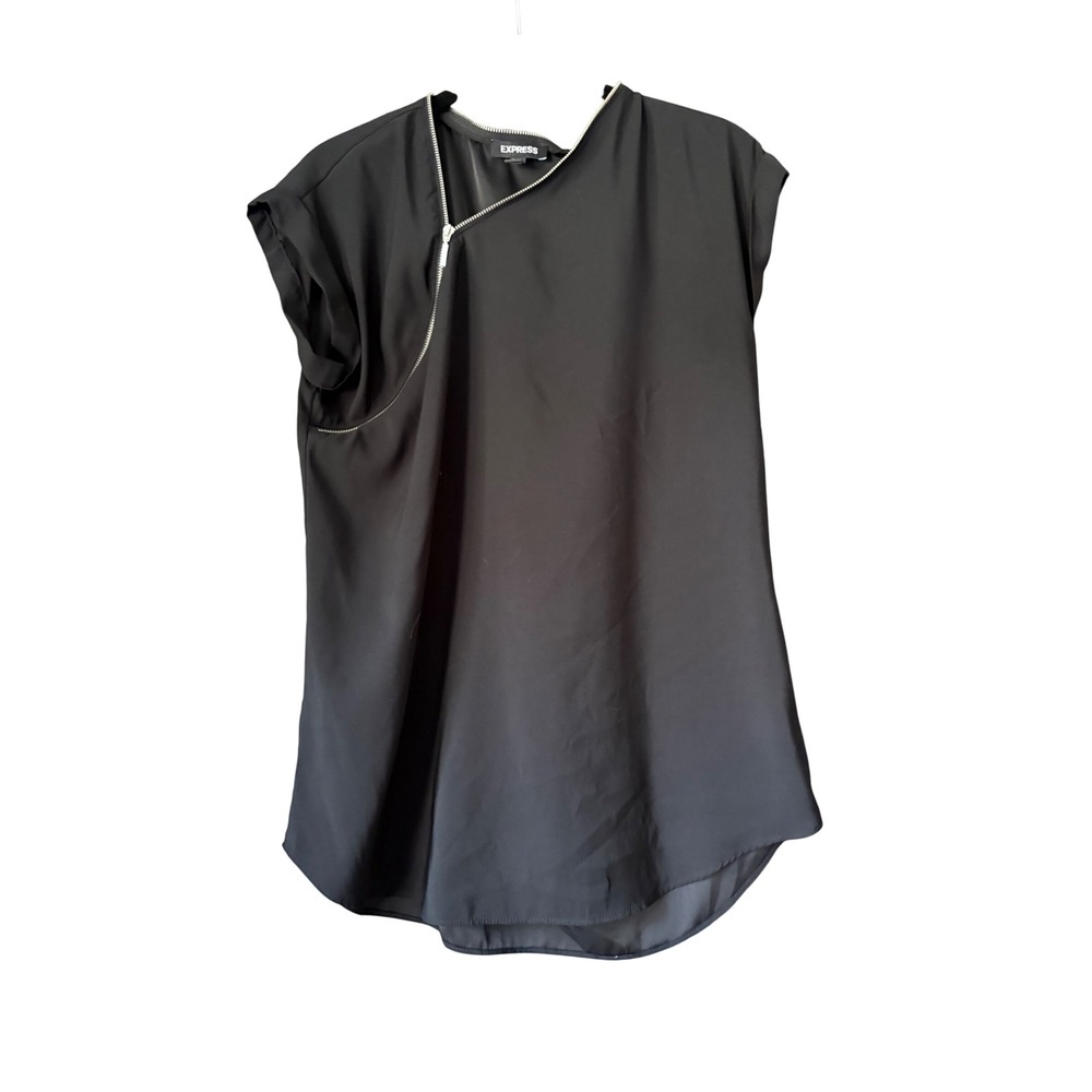 Express Black‎ Sleeveless Top Asymmetrical Zipper Detail Blouse Small